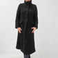 Transit black flecked textured long coat – full-length front view
