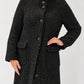 Transit black flecked textured long coat – upper front view