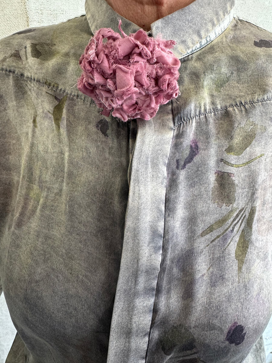 Umit Unal Soft Slub Shirt with Floral Attachment