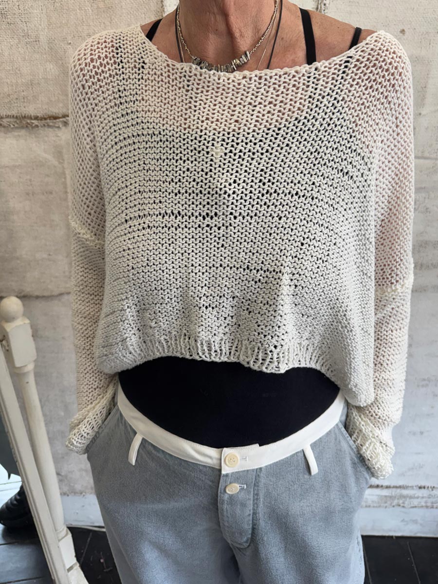 Umit Unal Soft White Loose Knit Top